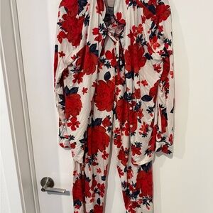 Nordstrom Red and White Floral Pajama Set